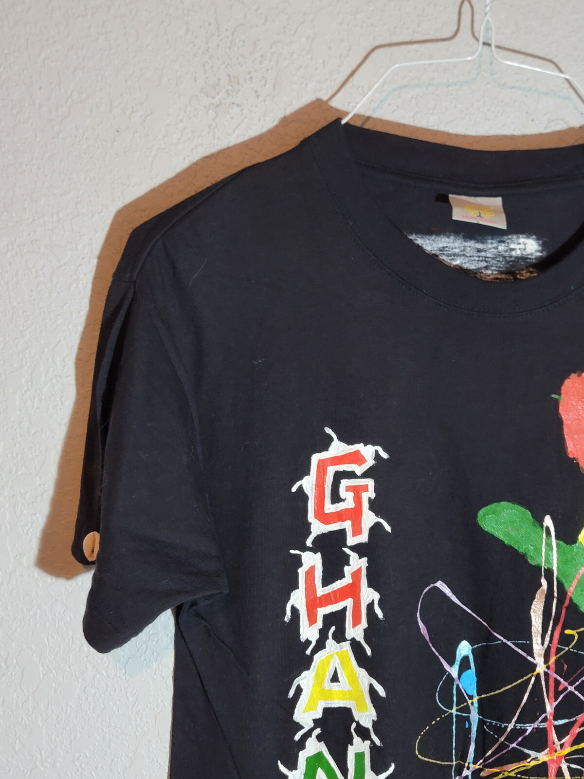 Golden Peacocks Ghana Art Shirt Men L Black Crew Neck Graphic Tee gallery