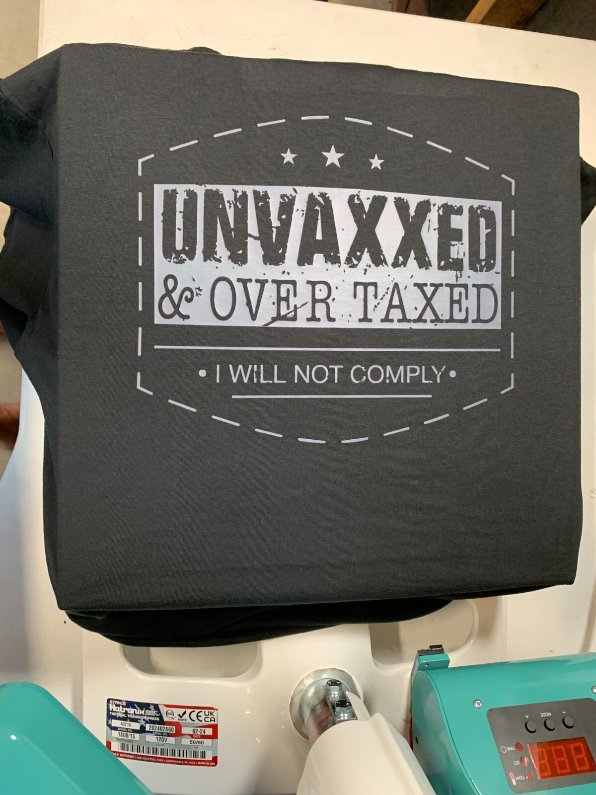 Next Level 6210 Unvaxxed & Over Taxed Patriot T-Shirt NL6210 Size Large gallery