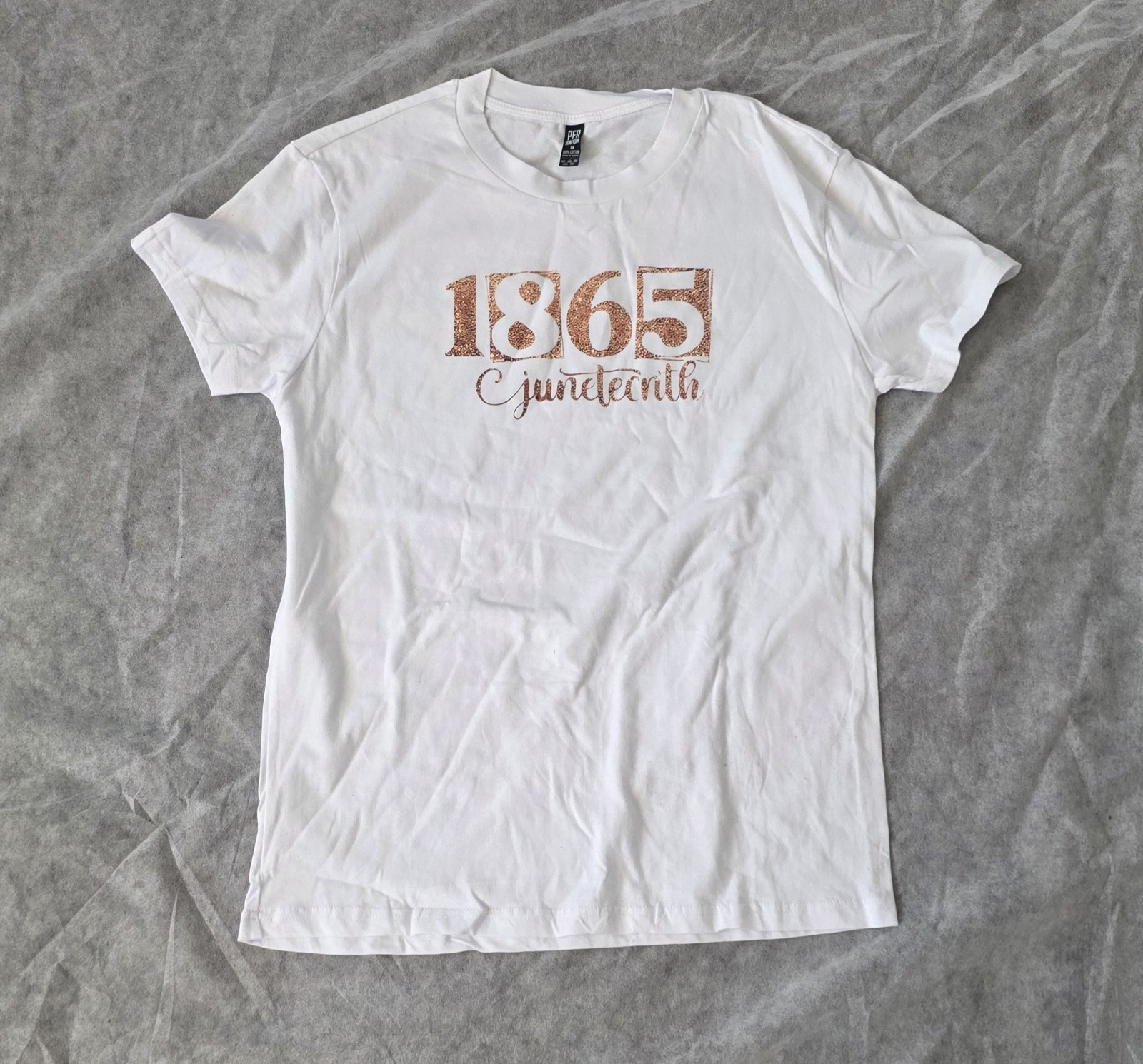White Unisex Adults M Crew Neck Juneteenth 1865 Graphic Print T-Shirt