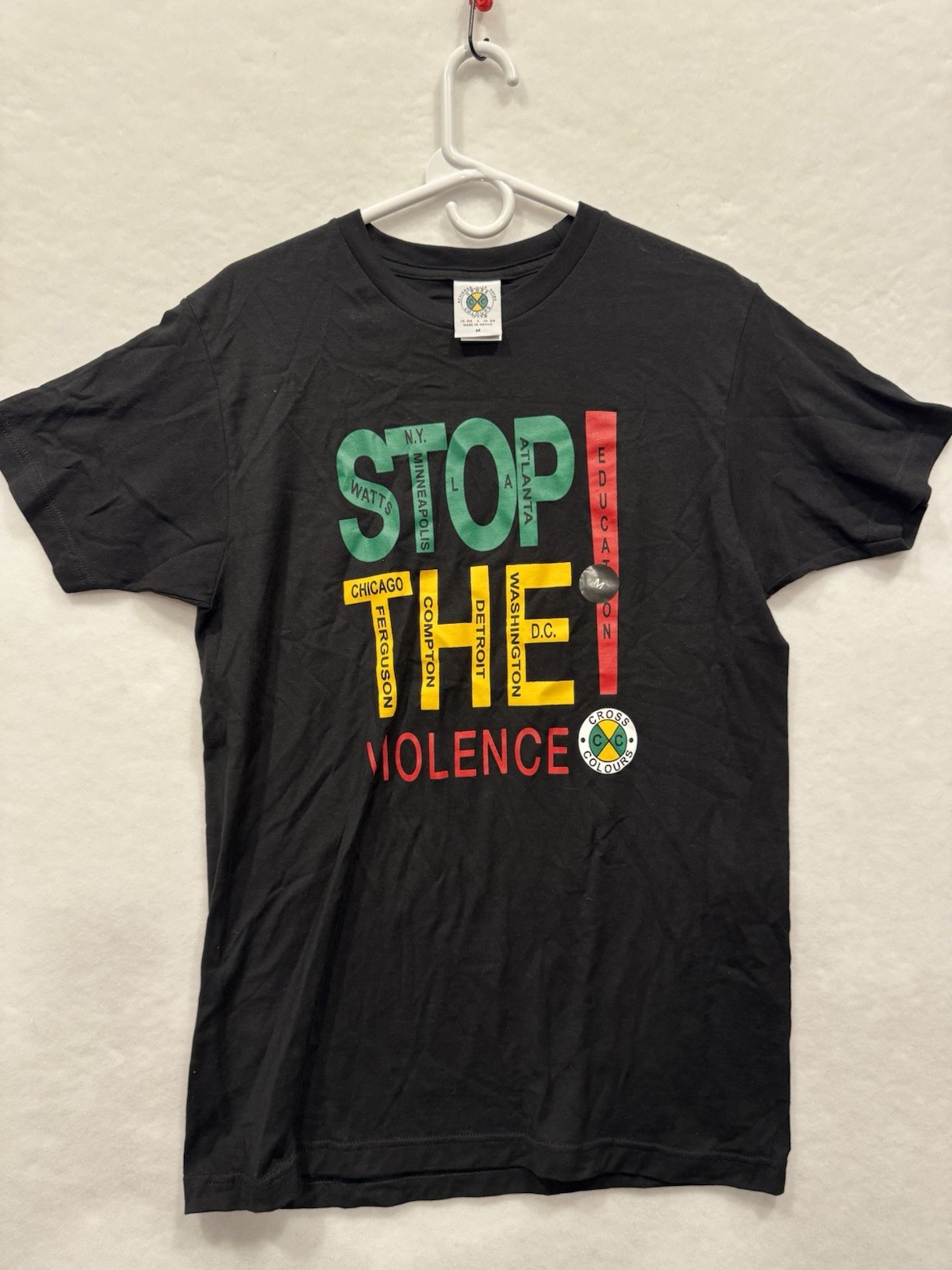 Cross Colours Hip Hop Rap T-Shirt Medium PEACE Stop the Violence 2020 Reprint gallery