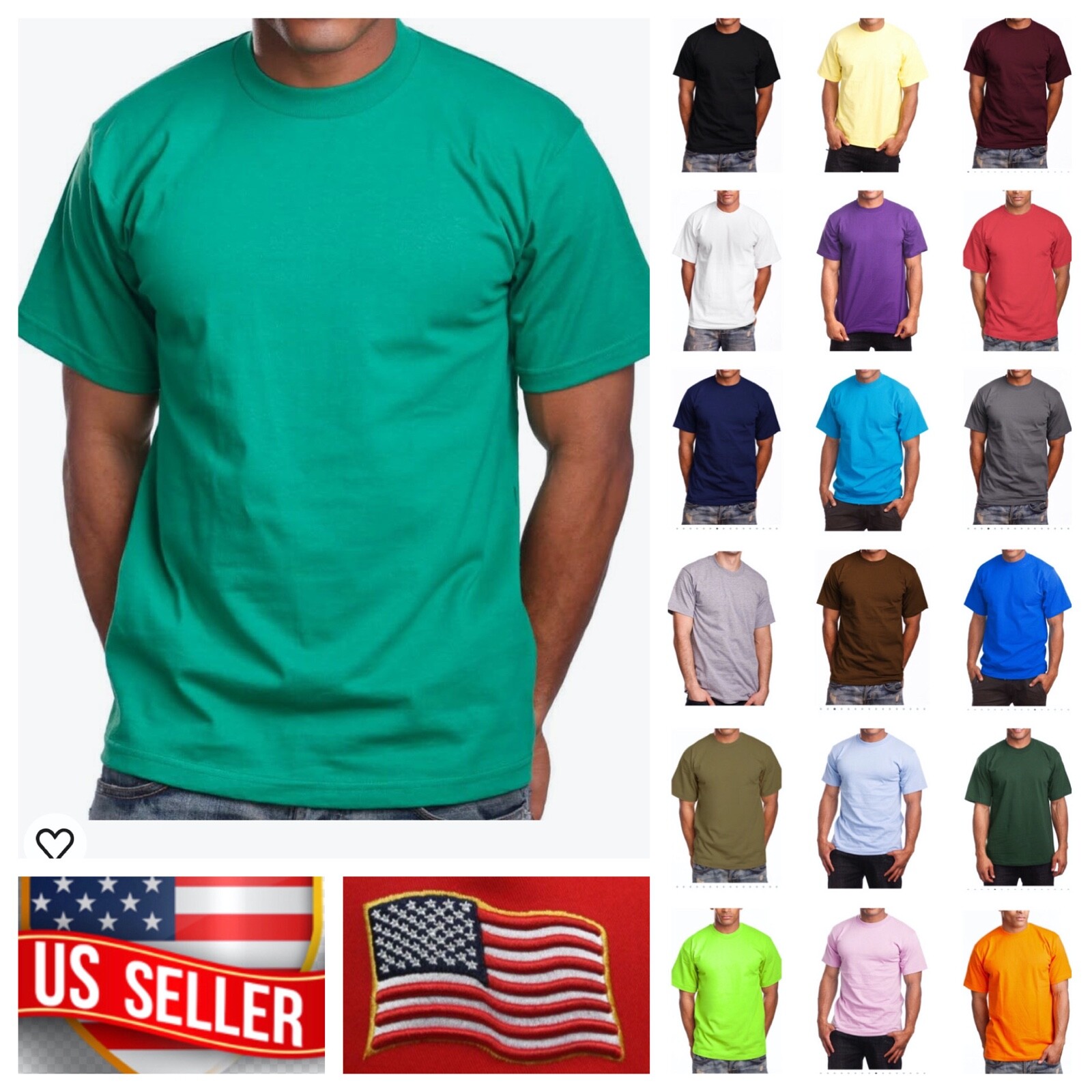 Mens Big and Tall Heavy Weigh Plain T-Shirt Crew Neck Camo Basic Solid Tee S-7X gallery