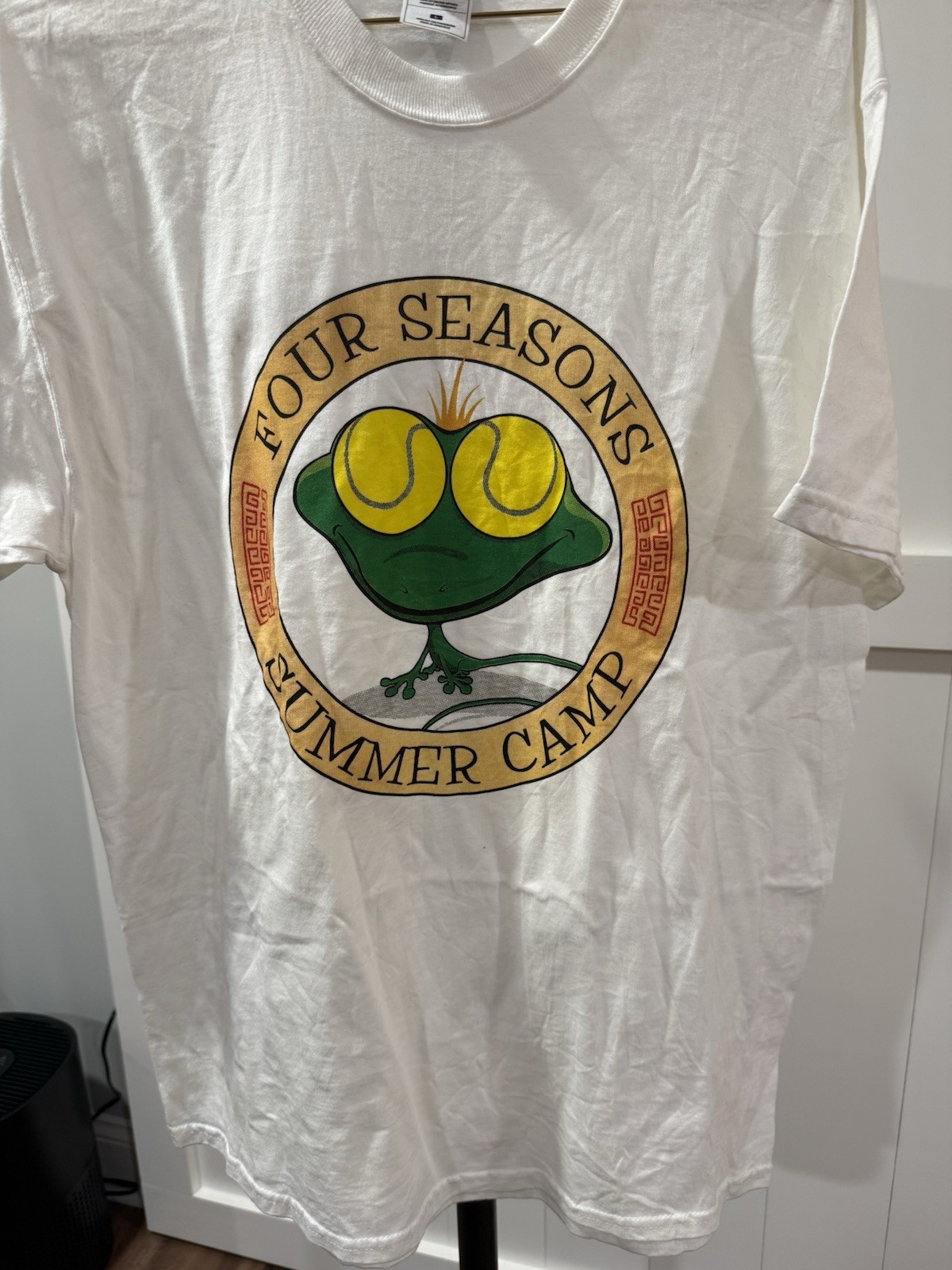 Vintage Four Seasons Summer Camp Frog Tennis Theme T Shirt Size Large gallery