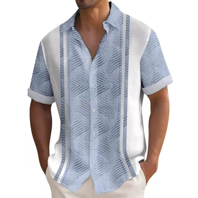 Men's Casual Short Sleeve Shirt Beach Wedding Button-Up Dress Guayabera Cuban gallery