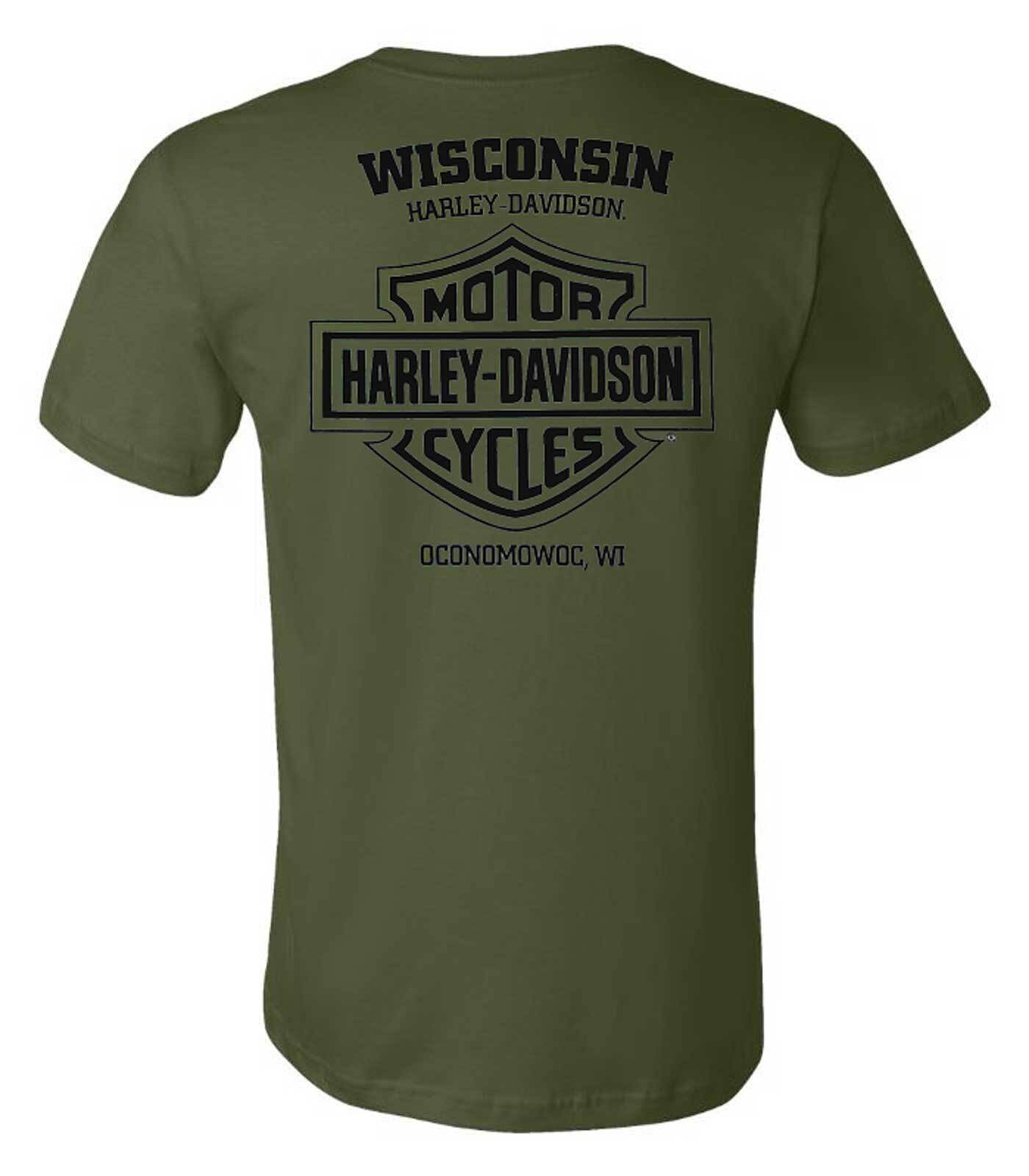 Harley-Davidson Men's Dark Trait Short Sleeve Crew-Neck T-Shirt, Military Green gallery