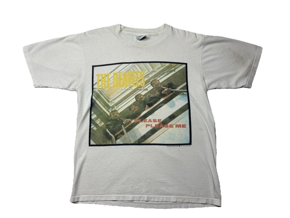 Vintage 90s The Beatles Please Please Me Album White Tee 1993 Apple Corp Medium