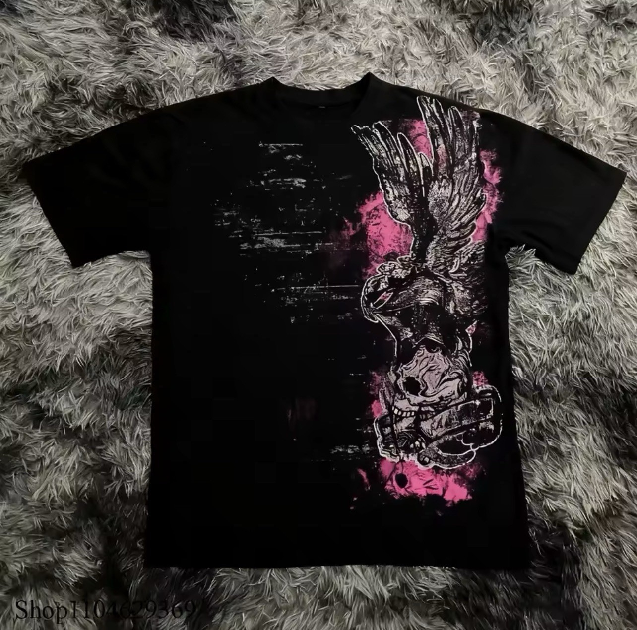 Mens Y2K Gothic Graphic T Shirt Streetwear Skull Wings Tee Top gallery