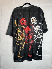 Halloween Skeleton Dance Graphic Shirt 2XL All Over Print Semi Sheer Tee