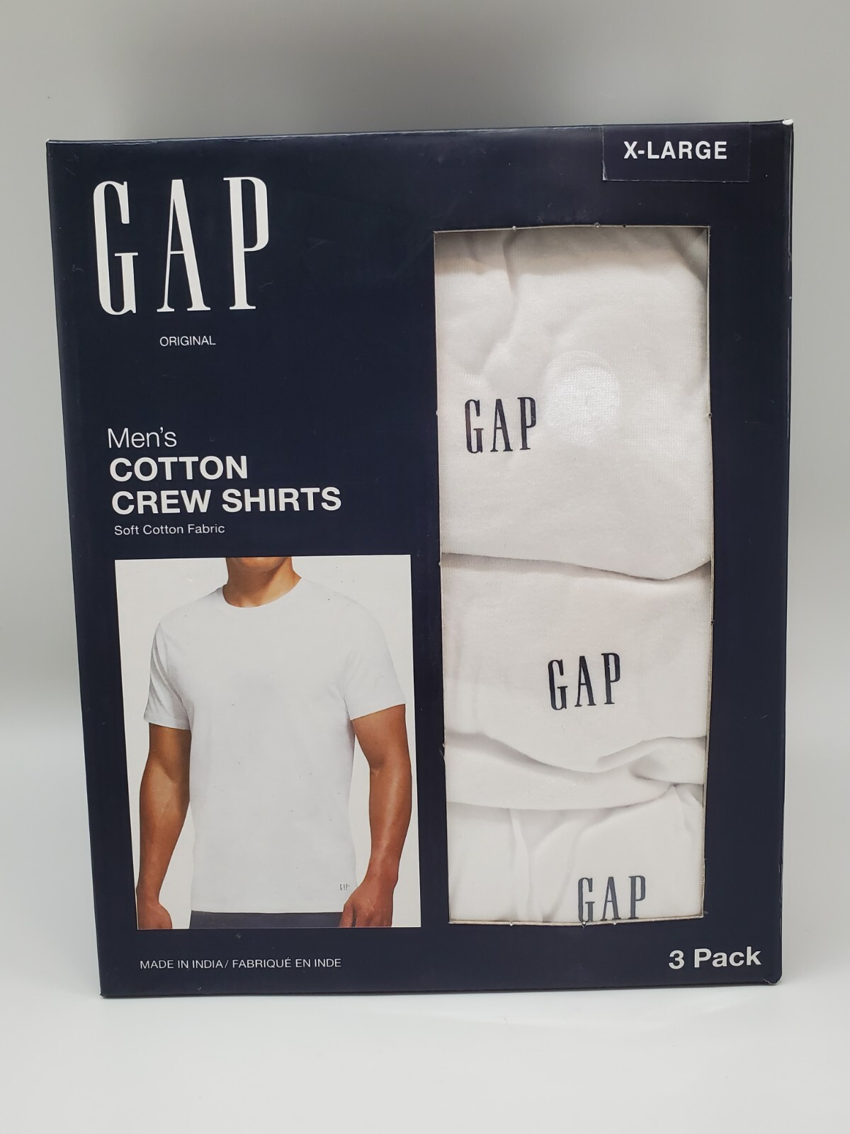 GAP Men’s S M L XL 3 Pack White Soft Cotton Crew Neck T Shirts w Logo Tag Free