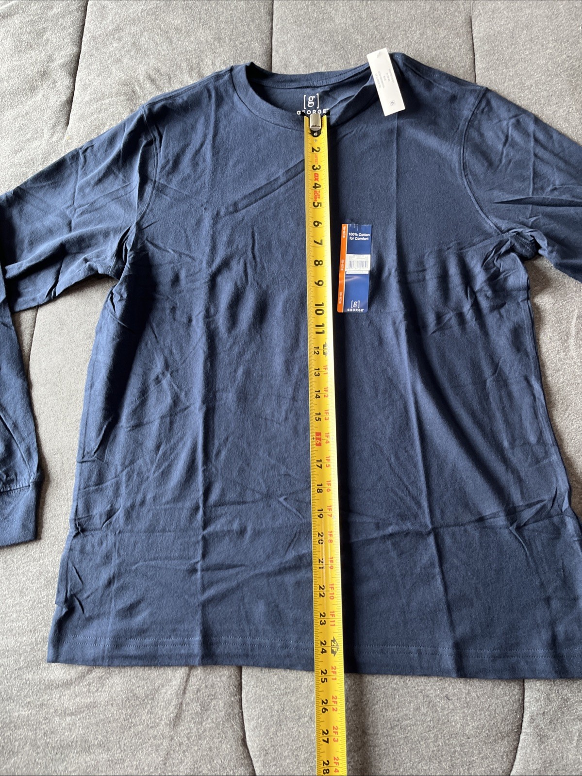 BRAND NEW " GEORGE " MEN'S SOLID DARK BLUE COTTON LONG SLEEVE T-SHIRT." M gallery