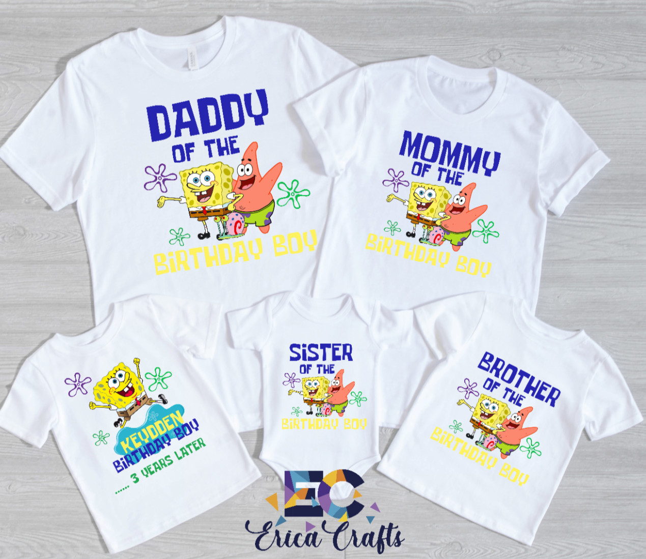 SpongeBob Personalized Birthday Shirt, Personalized Family SpongeBob