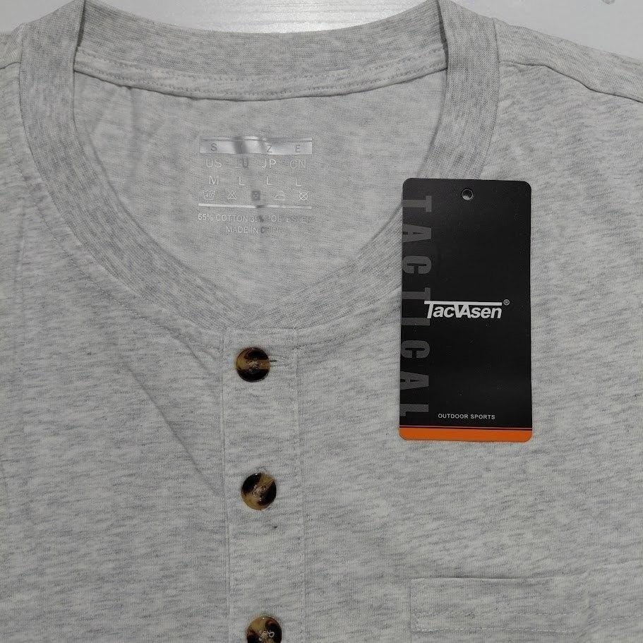 TacVAsen Mens Light Gray Long Sleeve Henley Pocket T Shirt Outdoor Sports Size M gallery