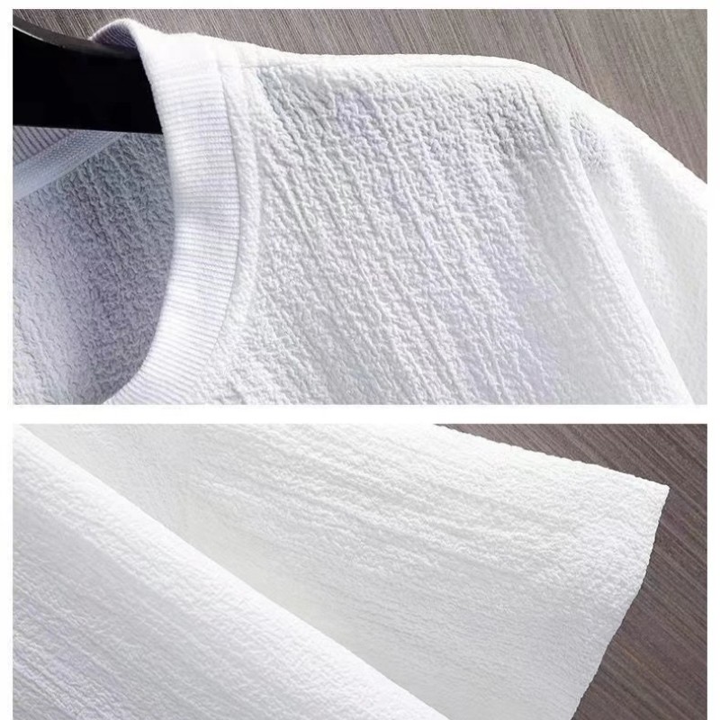 New Men's Polyester Fiber Plain Crew Neck Ice Silk Short Sleeves T-Shirt M-3XL gallery