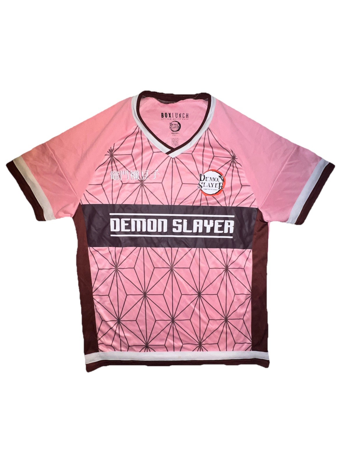 BoxLunch Demon Slayer Nezuko Soccer Jersey Pink Anime Shirt Mens Size Medium gallery