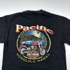 Vintage Harley Davidson 1996 Pacific Honolulu Long Sleeve T-Shirt Eagle Flag M