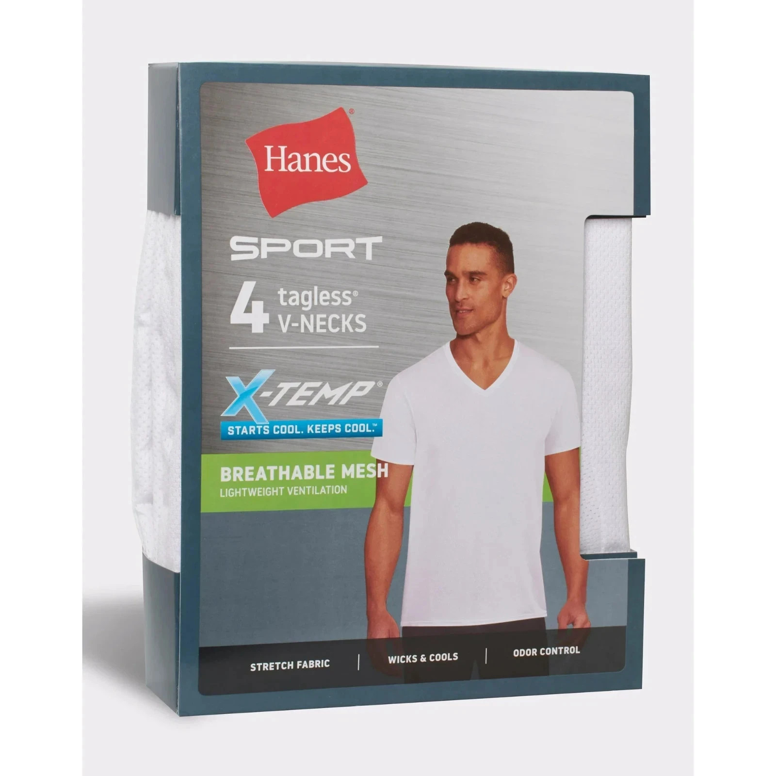 Hanes® Ultimate® Men's 4-Pack X-Temp BREATHABLE Mesh V-neck Tee "TAGLESS® gallery