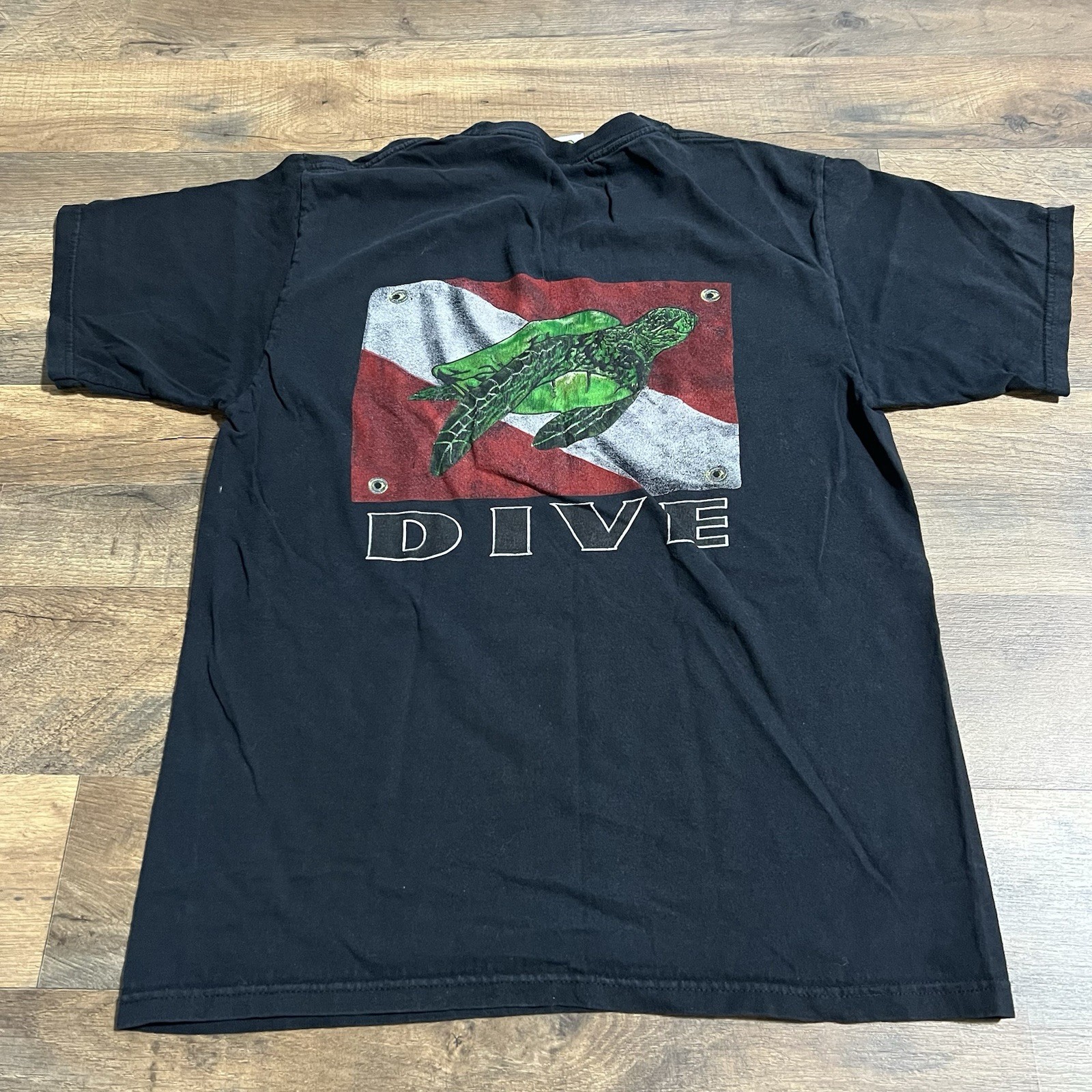 Vintage Rotan Dive Turtle Sea Life T-Shirt Mens Size M Medium Black