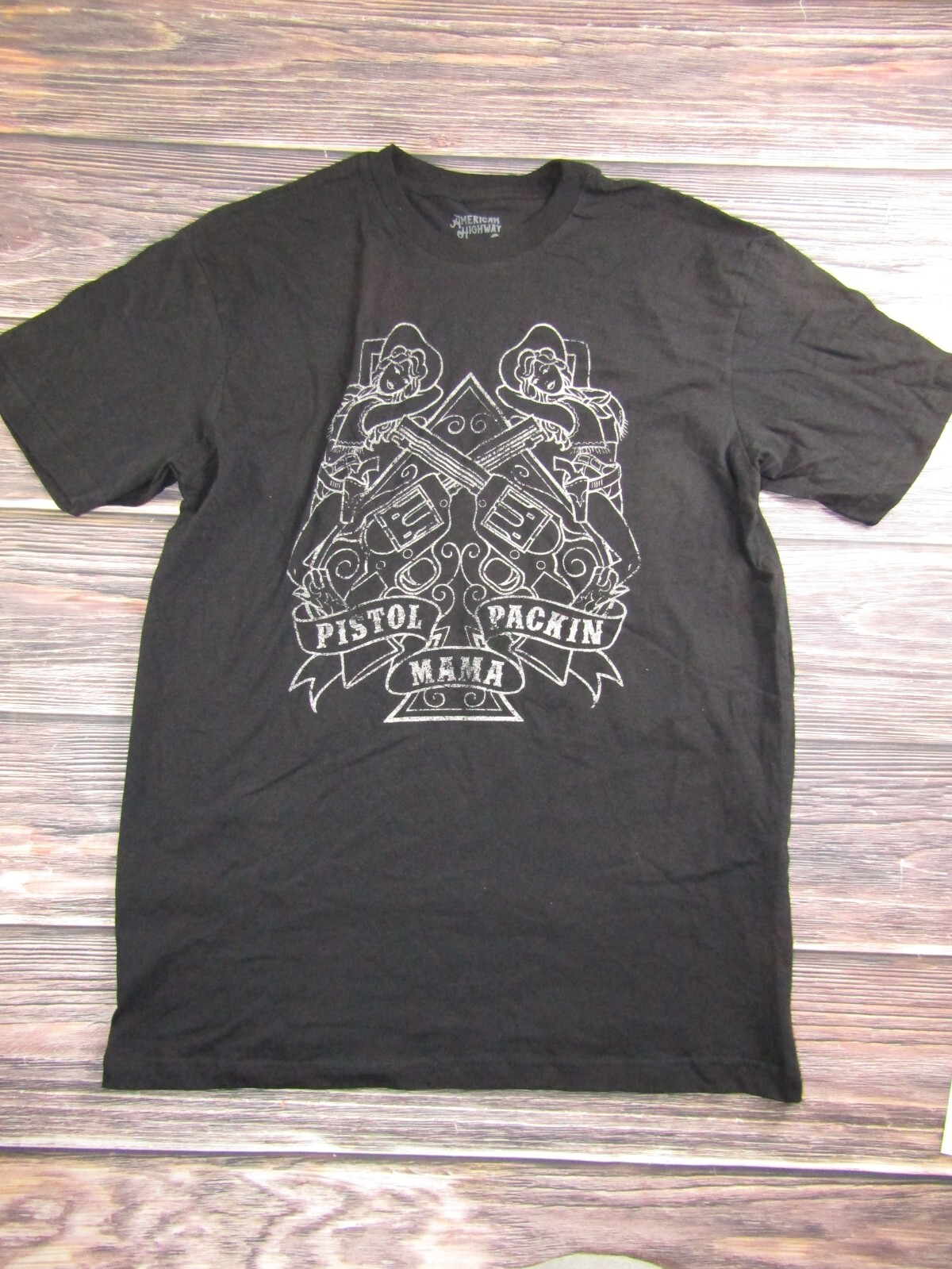American Highway Adult Unisex XL Black T Shirt Pistol Packin Mama Country