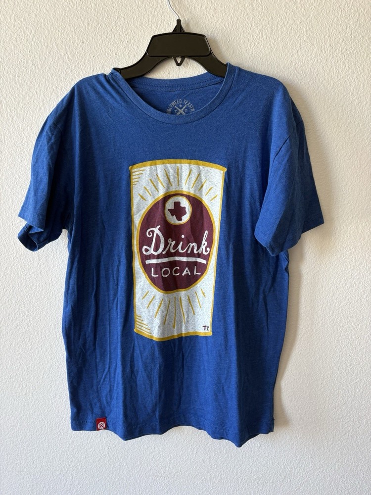 Tumbleweed Texstyles Men’s Drink Local Graphic T-Shirt Blue Size Medium