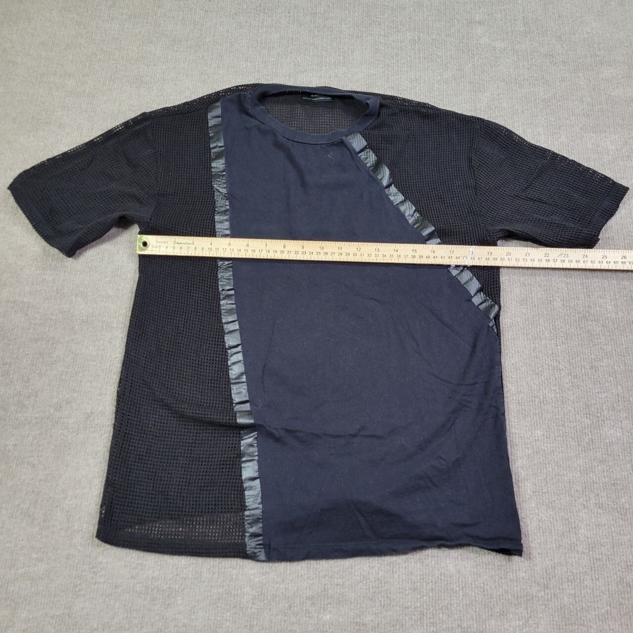 Zara T-Shirt Men's Medium Black Open Knit Short Sleeve Pullover Hipster Y2K gallery