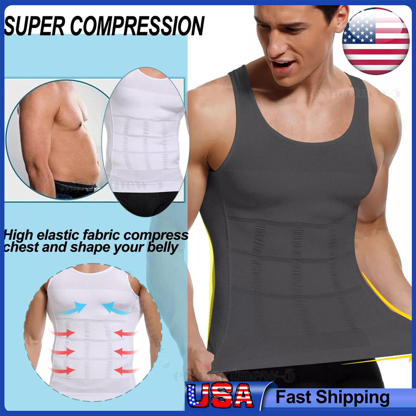 Sculptcore Men's Body Shaper Compression Ionic Shaping Shirt Slimming Tank Top gallery