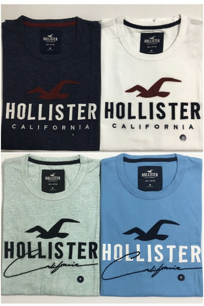 Hollister Men's Applique Graphic T-Shirt Crew Neck Logo Tee Size XS S M L XL XXL gallery