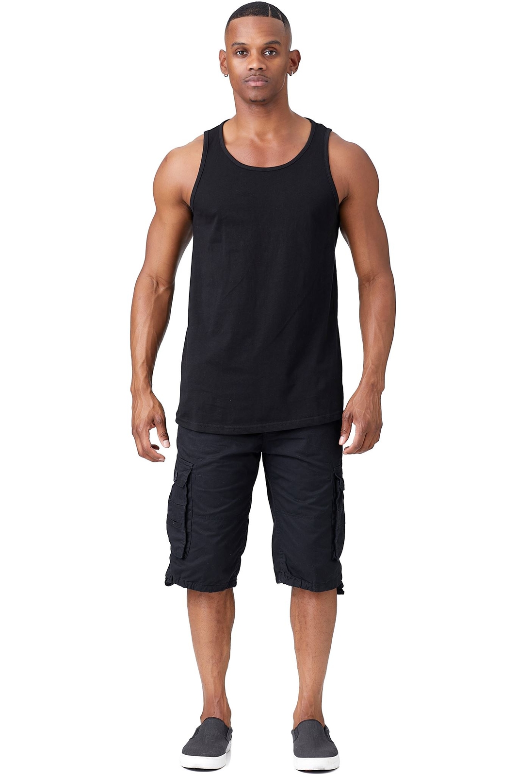 JC DISTRO Mens Basic Tank Top Jersey Casual Shirts Elong Scallop-Tail gallery