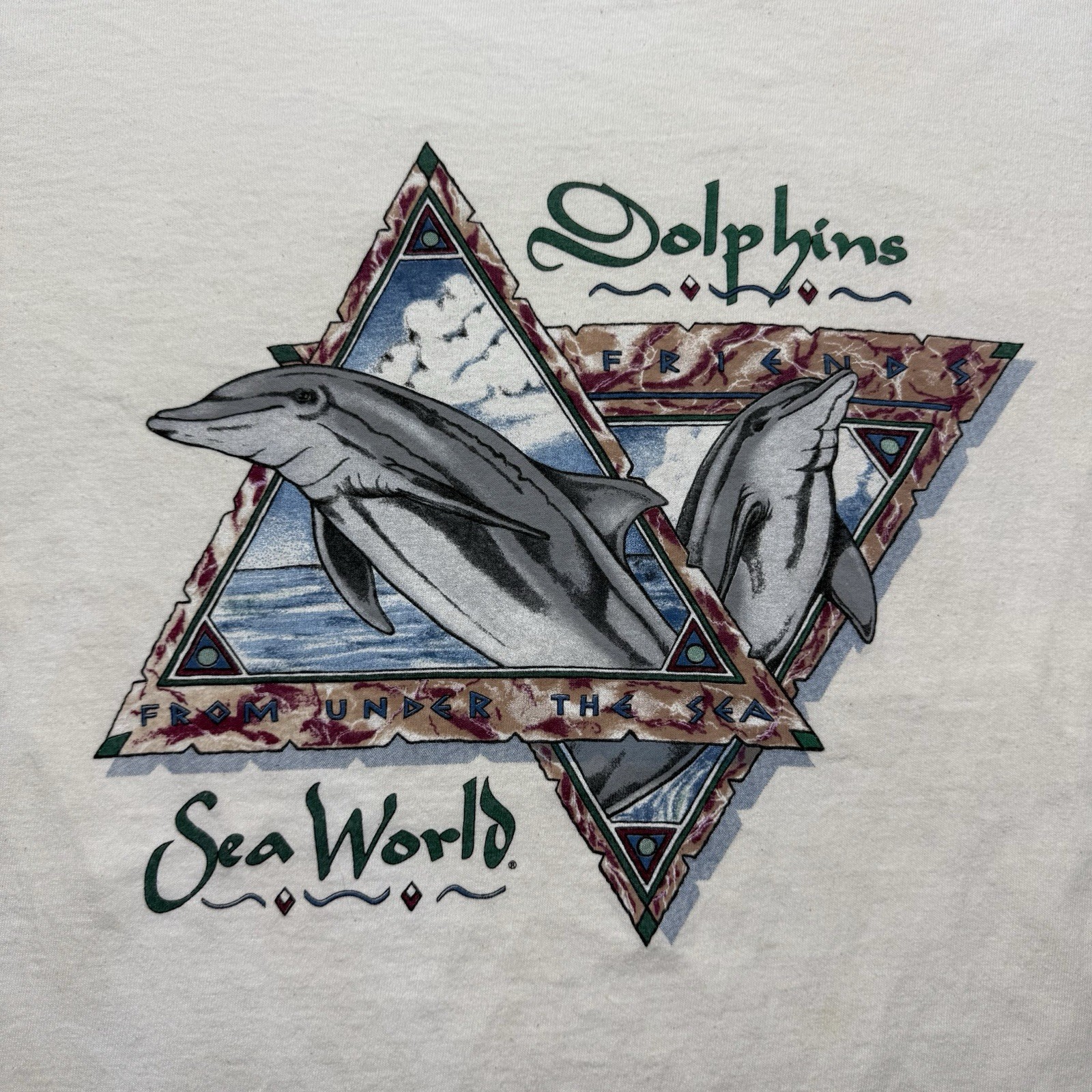 Vintage 90s Sea World Dolphins Friends From Under The Sea Nature Shirt - Large gallery