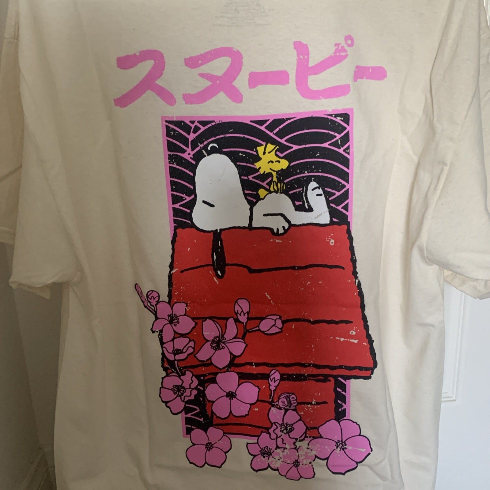 Snoopy Woodstock Japanese T-shirt Sakura Cherry Blossom Peanuts Japan L no tags gallery