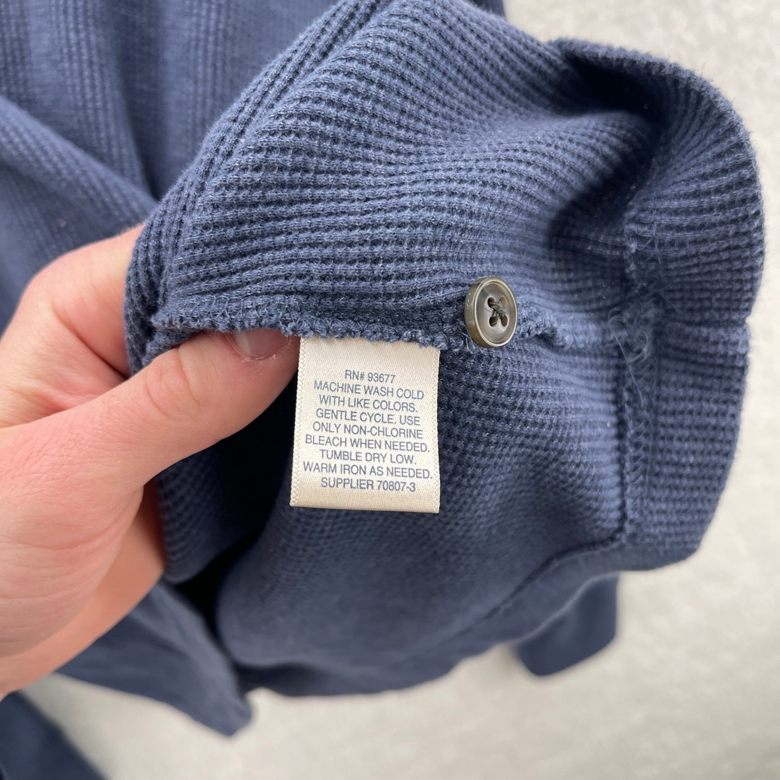 St Johns Bay Shirt Mens XL Blue Waffle Knit Thermal Henley Grunge Y2K Granola gallery