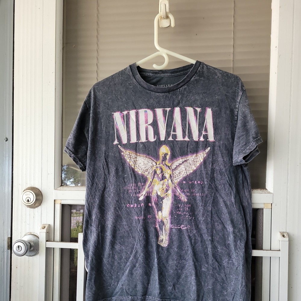 Nirvana in Utero T-Shirt Men’s Medium Pullover Tee Short Sleeve Tie Dye Gray