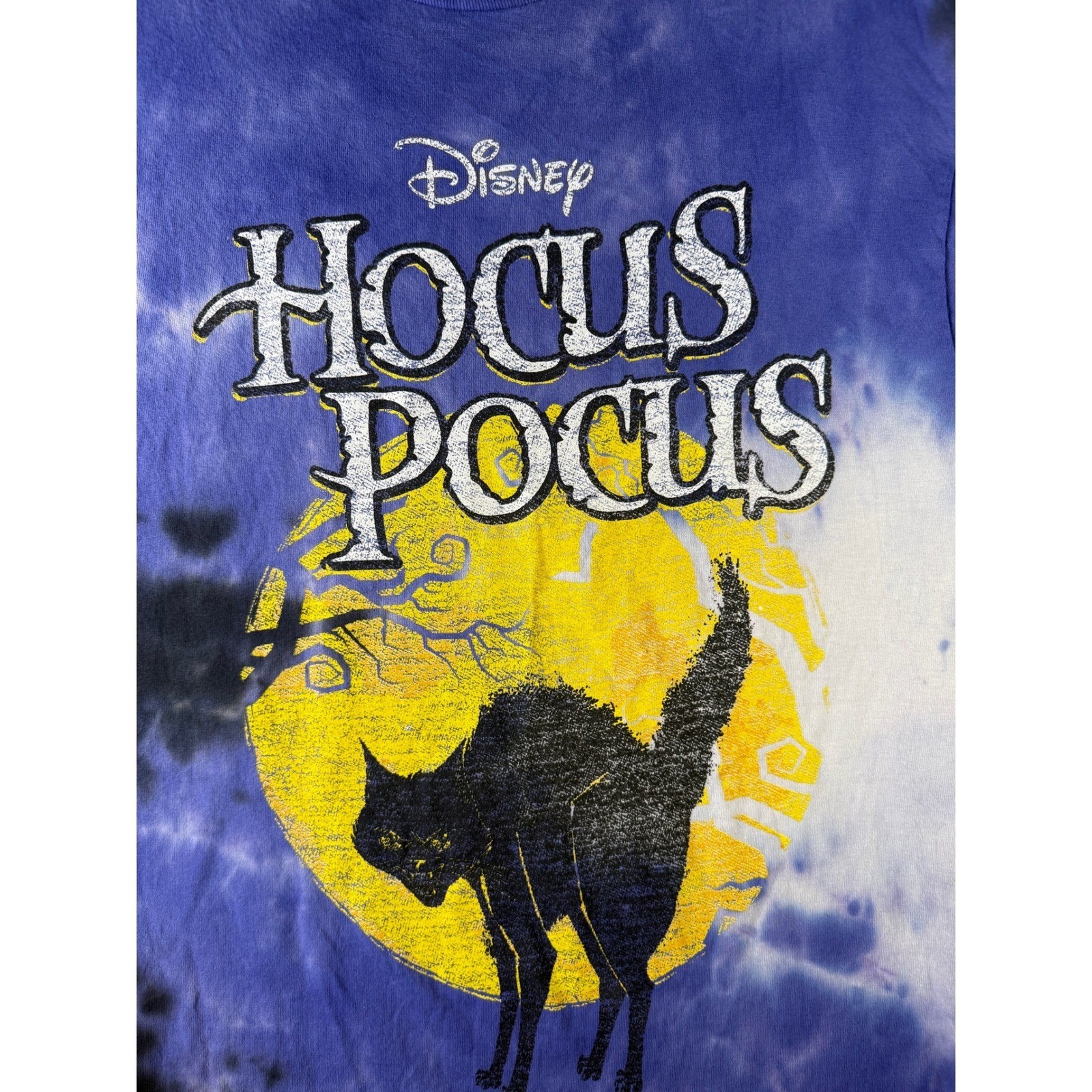 Disney Hocus Pocus Tie Dye Shirt Mens Medium Purple Black Binx Cat Halloween Tee gallery