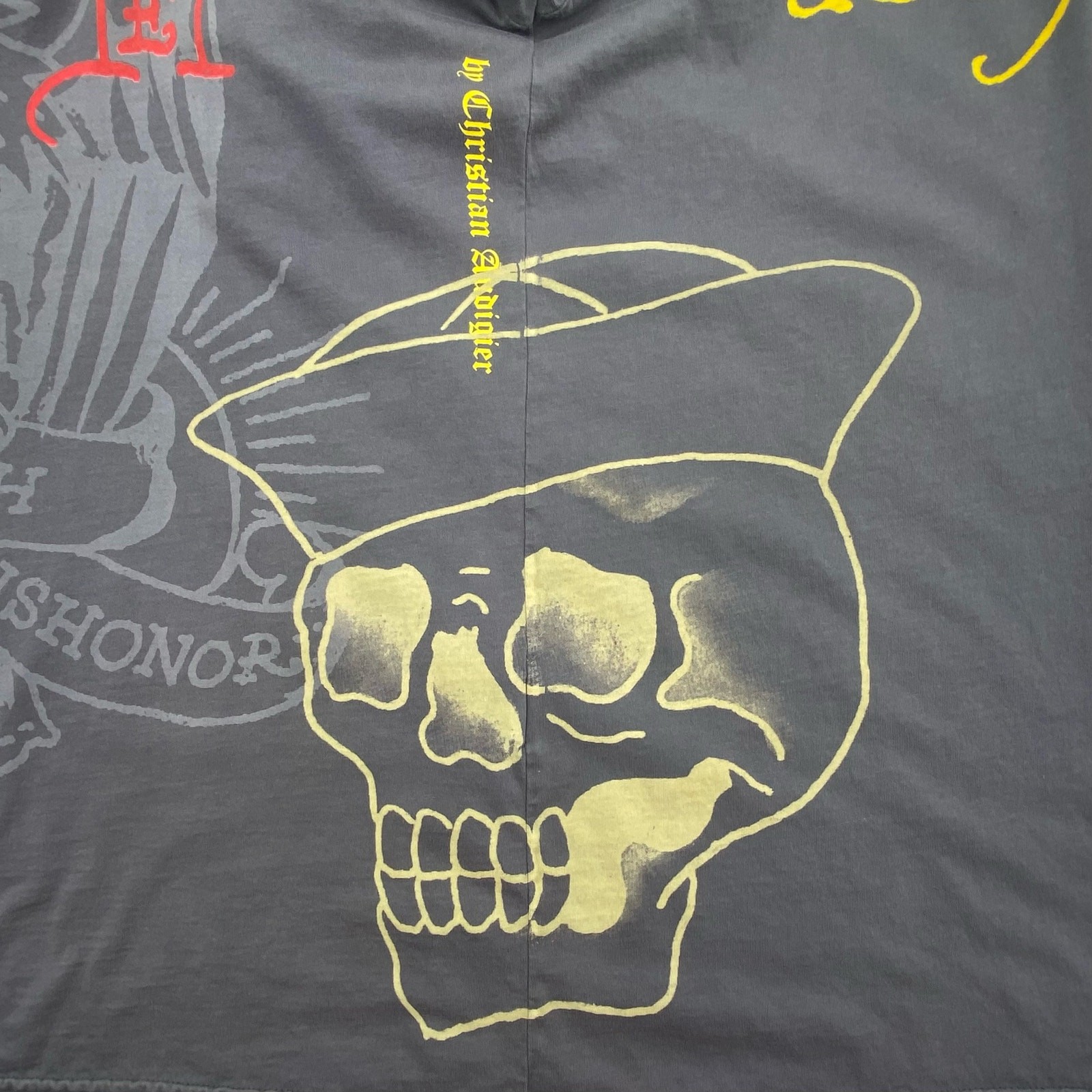 Y2K Ed Hardy Audigier Tattoo Art Skull Graphic Tee L Cotton Grey Made In USA gallery