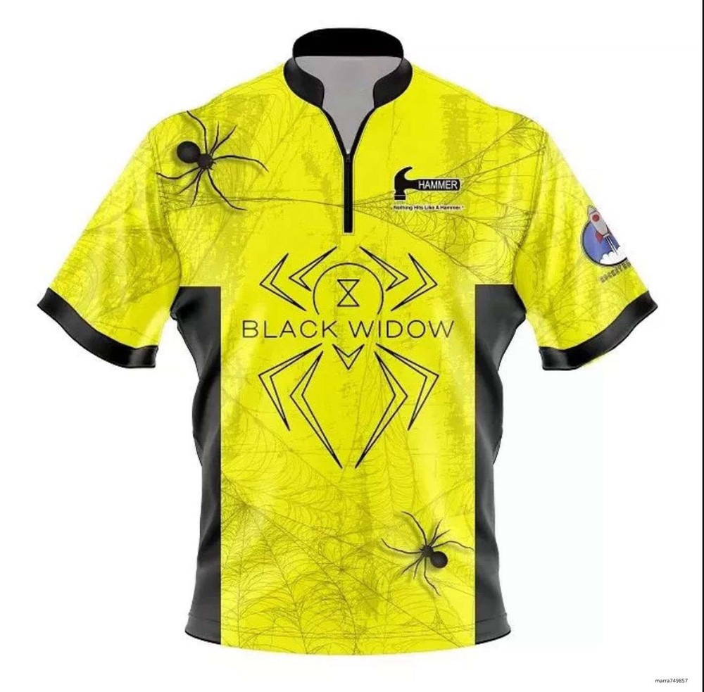 Hammer Black Widow Neon Grunge Free Custom Bowling Jersey Size S-5XL