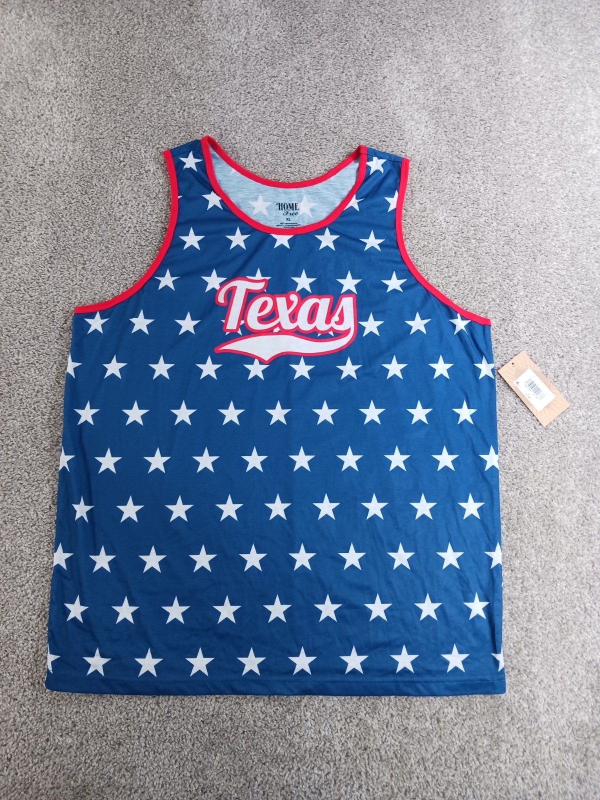 Home Free XL Mens Tank Top T-Shirt Blue Star Texas All Over Print Cotton NWOT gallery