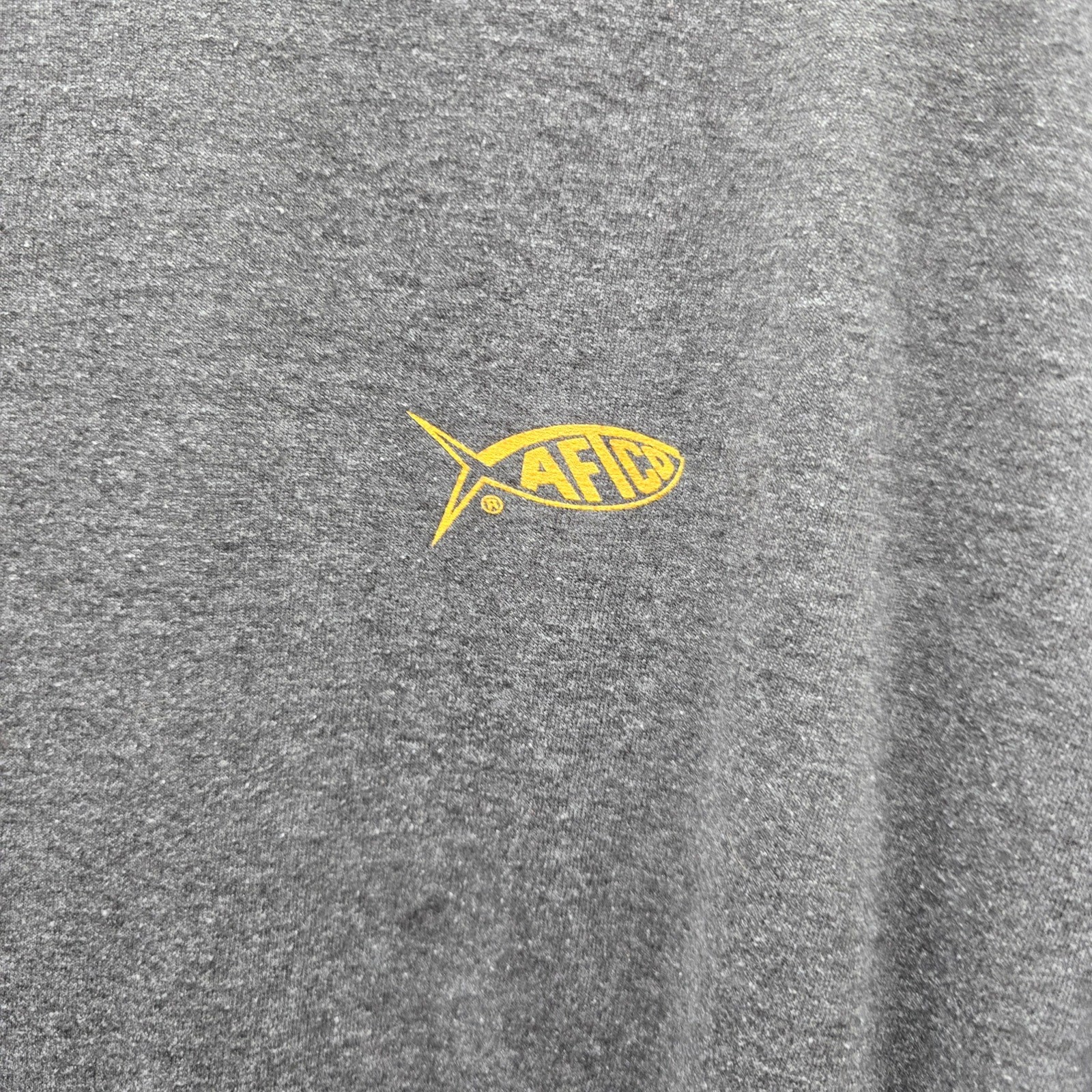 Aftco Mens Long Sleeve Fishing T-Shirt Graphic Logo Outdoor Hiking Gray SZ Large gallery