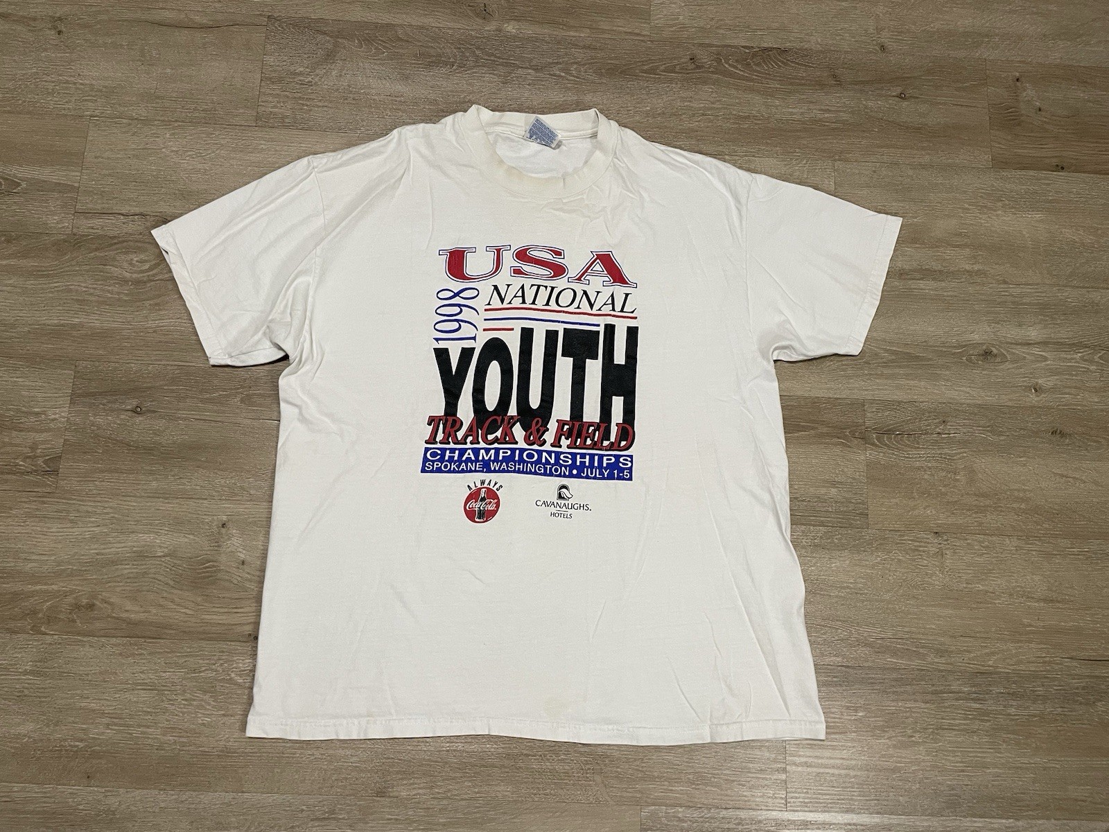 Vintage 1998 Olympic USA Track & Field Mens Sz XL White T-Shirt 90s gallery