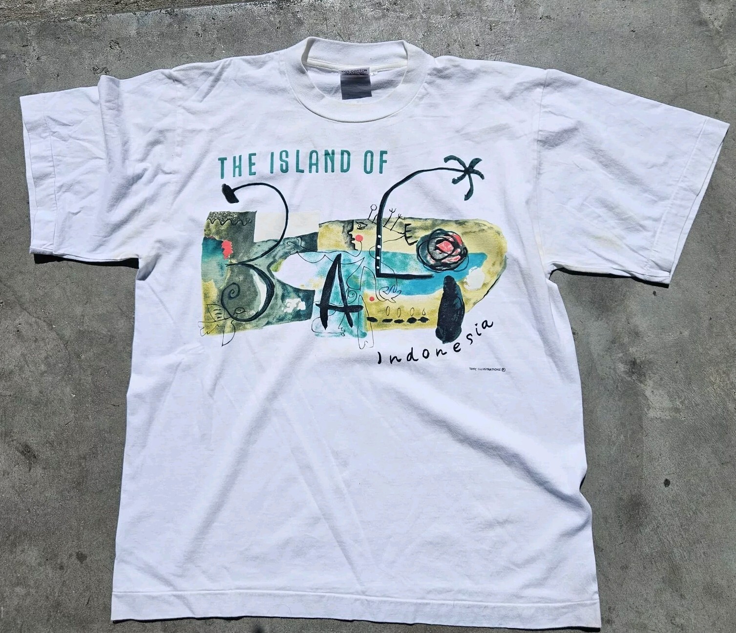 Tony Illustrations Bali Indonesis tee shirt t-shirt preowned sz L Large 1 gallery