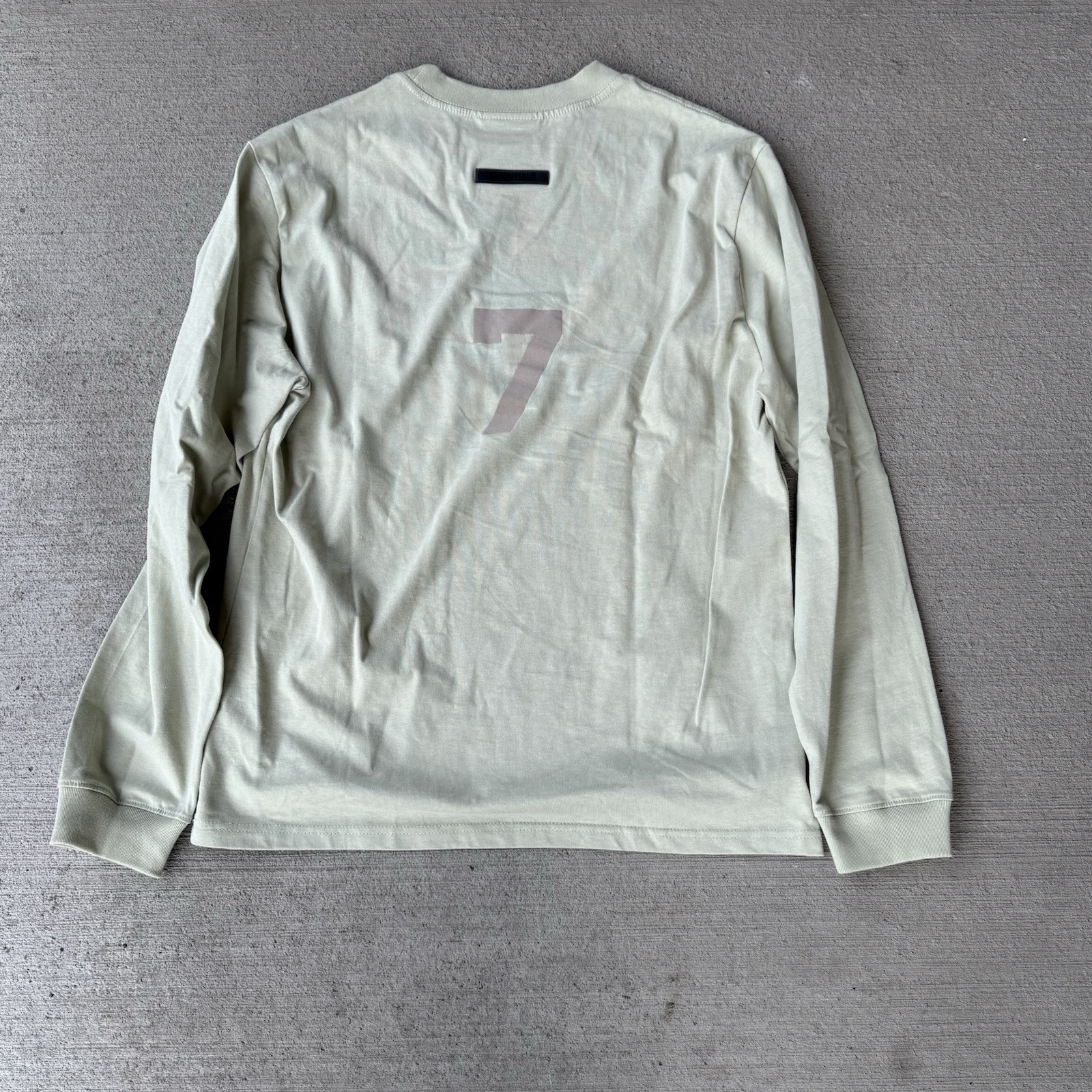 Fear of God Essentials FOG 7 Flocking Long Sleeve T Shirt Cream Size Medium