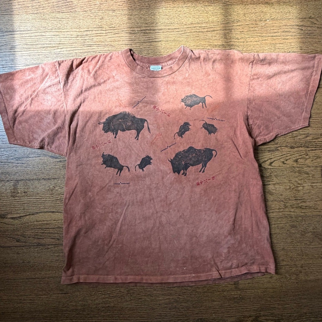 Vtg Andrea Bragg Designs 90’s Distressed Buffalo Graphic Tee Size XXL