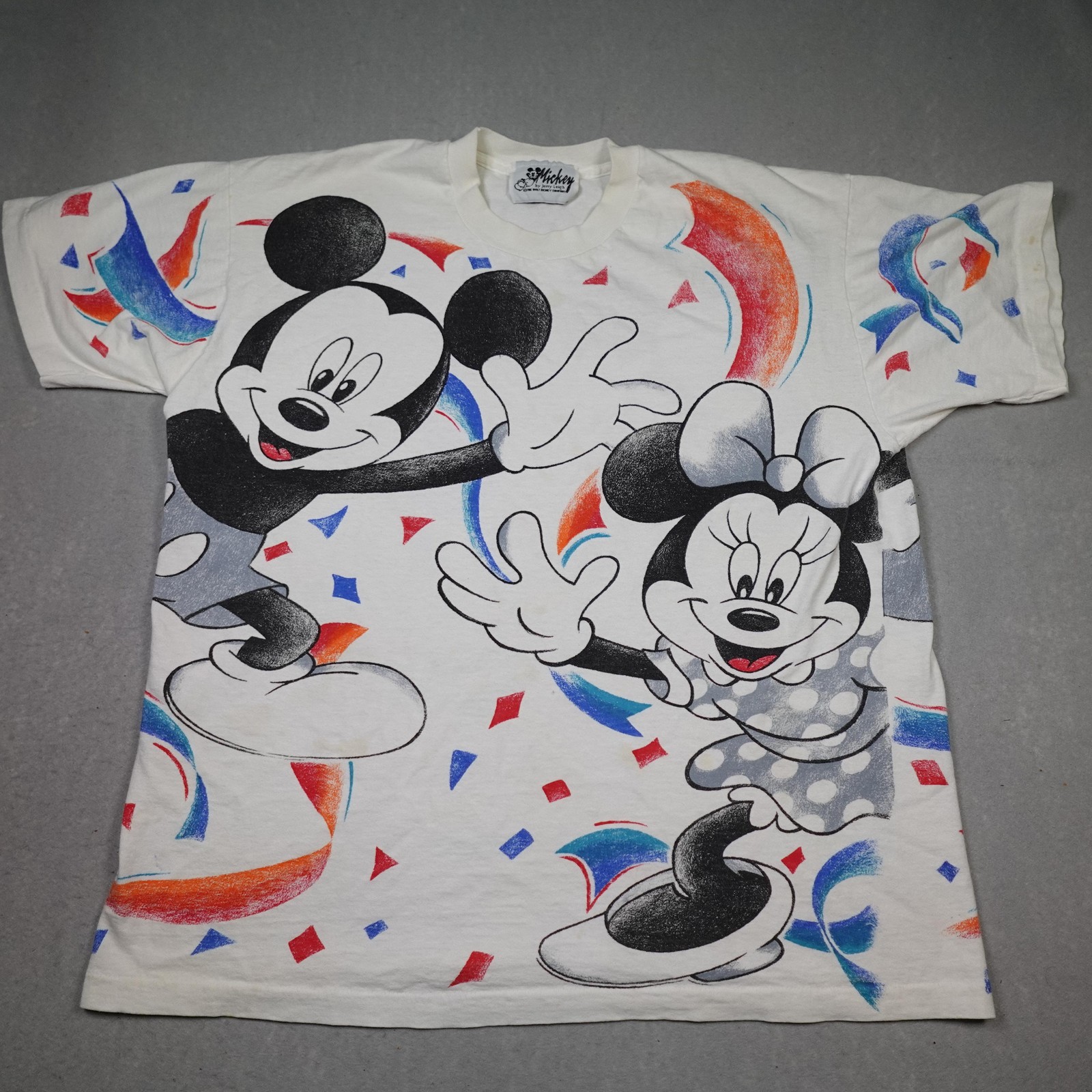 Vintage Disney Mickey Minnie Shirt Mens XL White All Over Print Jerry Leigh 90s gallery
