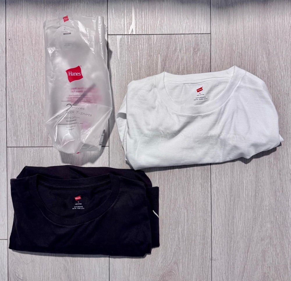 Hanes x Saturdays NYC Washed Cotton Tees Size L 2-Pack × 1
