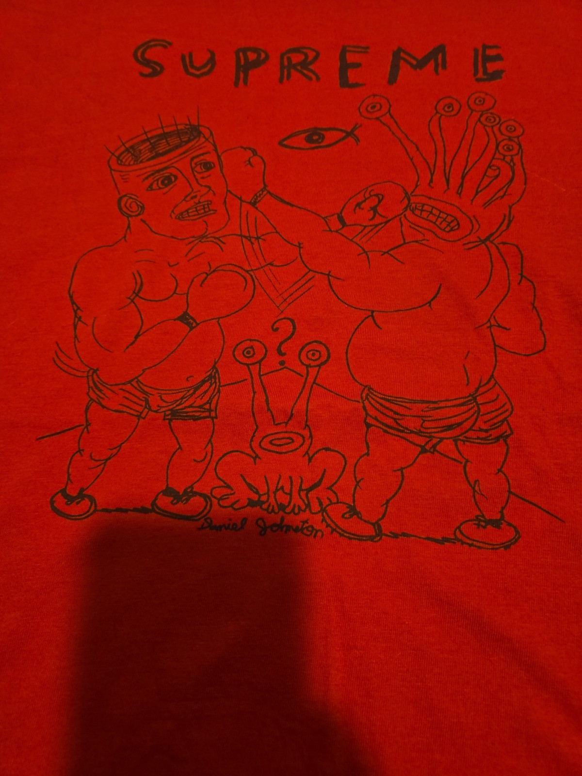 DANIEL JOHNSTON for SUPREME Eternal Fight Tee Medium 2012 Red Shirt SS12 RARE gallery