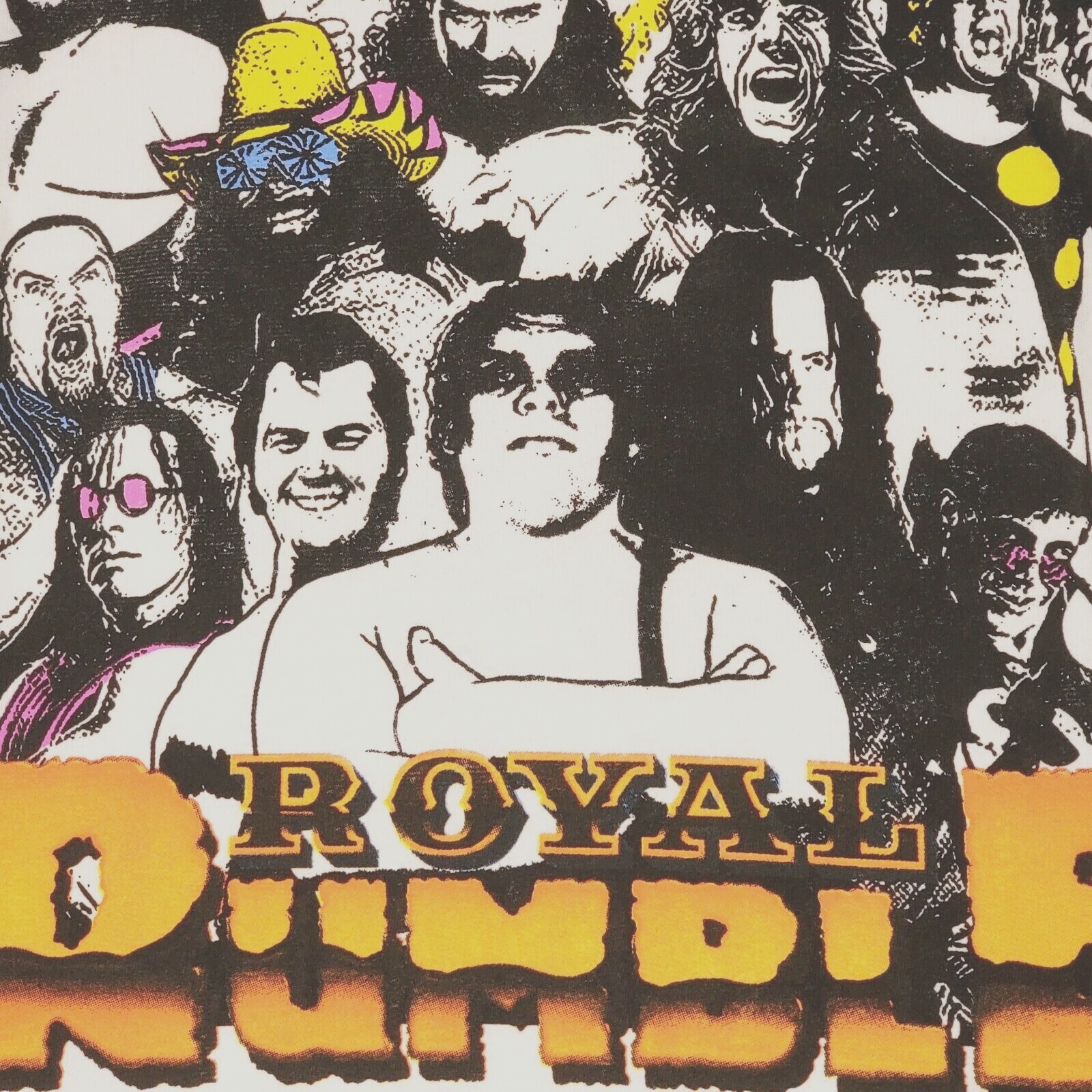 WWE WWF ROYAL RUMBLE SHIRT MENS LARGE WHITE DISTRESSED ANDRE PRO WRESTLING NWT gallery
