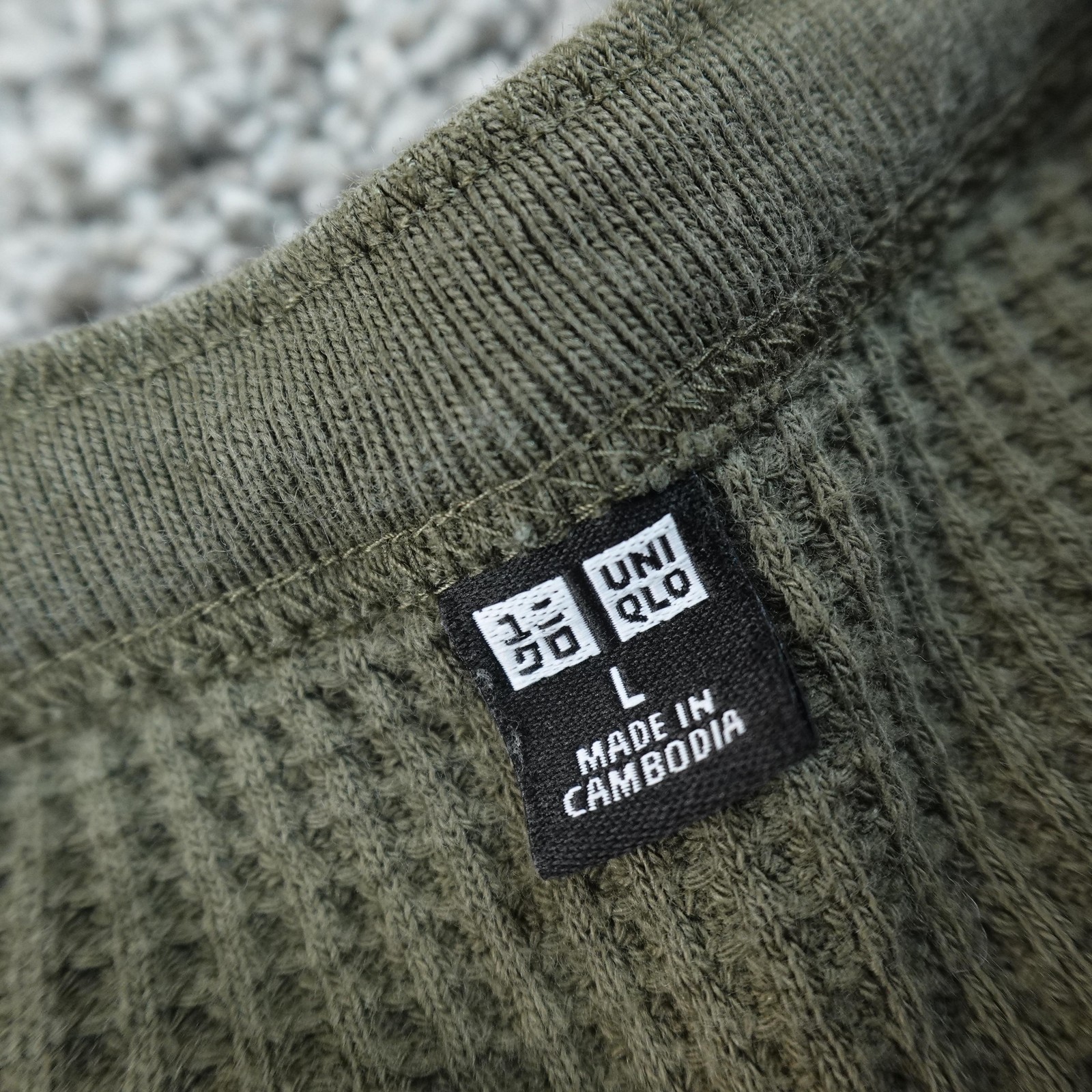 Uniqlo Shirt Mens L Green Waffle Knit Thermal Henley Long Sleeve Outdoor Casual gallery