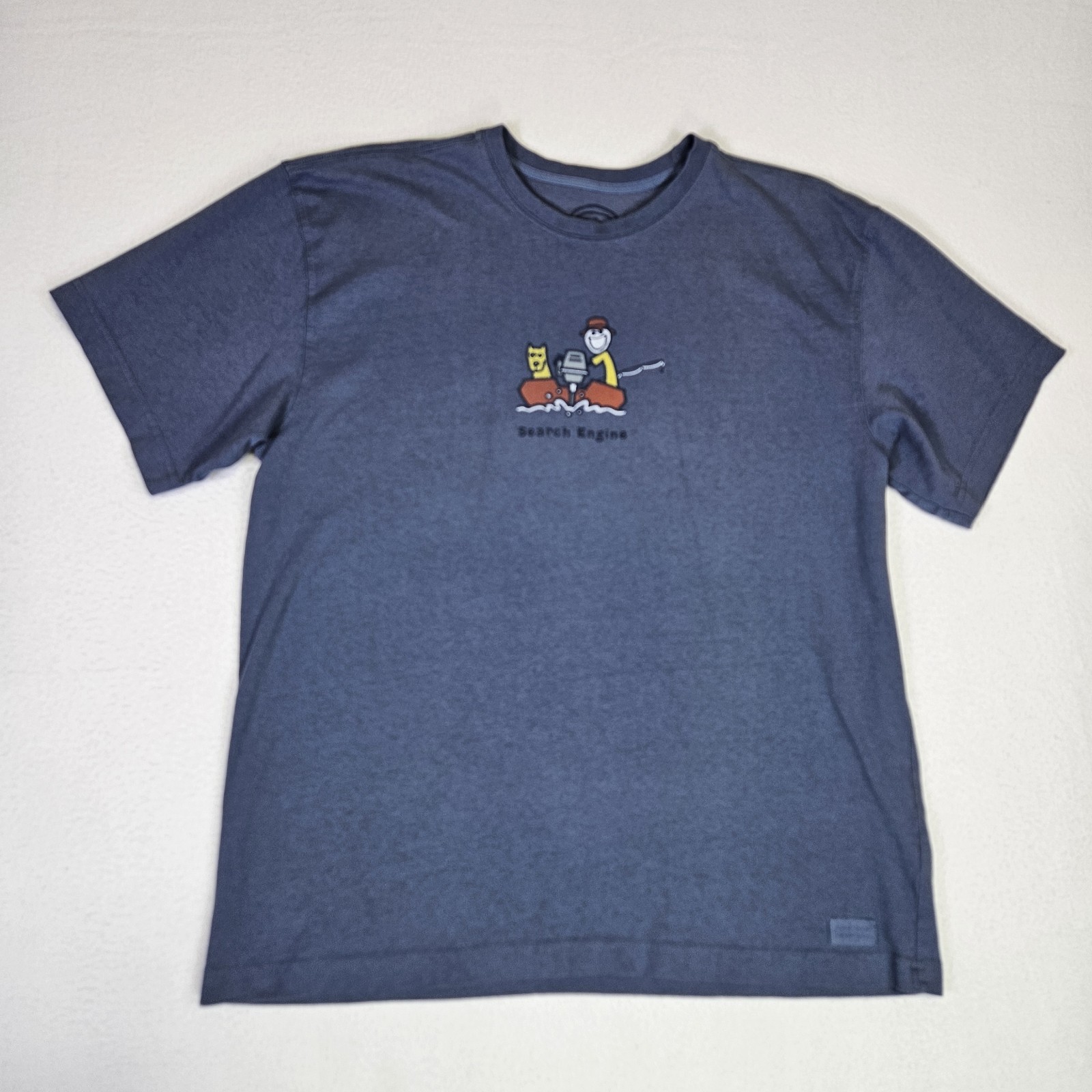 Life is Good T-Shirt Mens L Fishing Search Engine Jake Rocket Boat 100% Cotton gallery