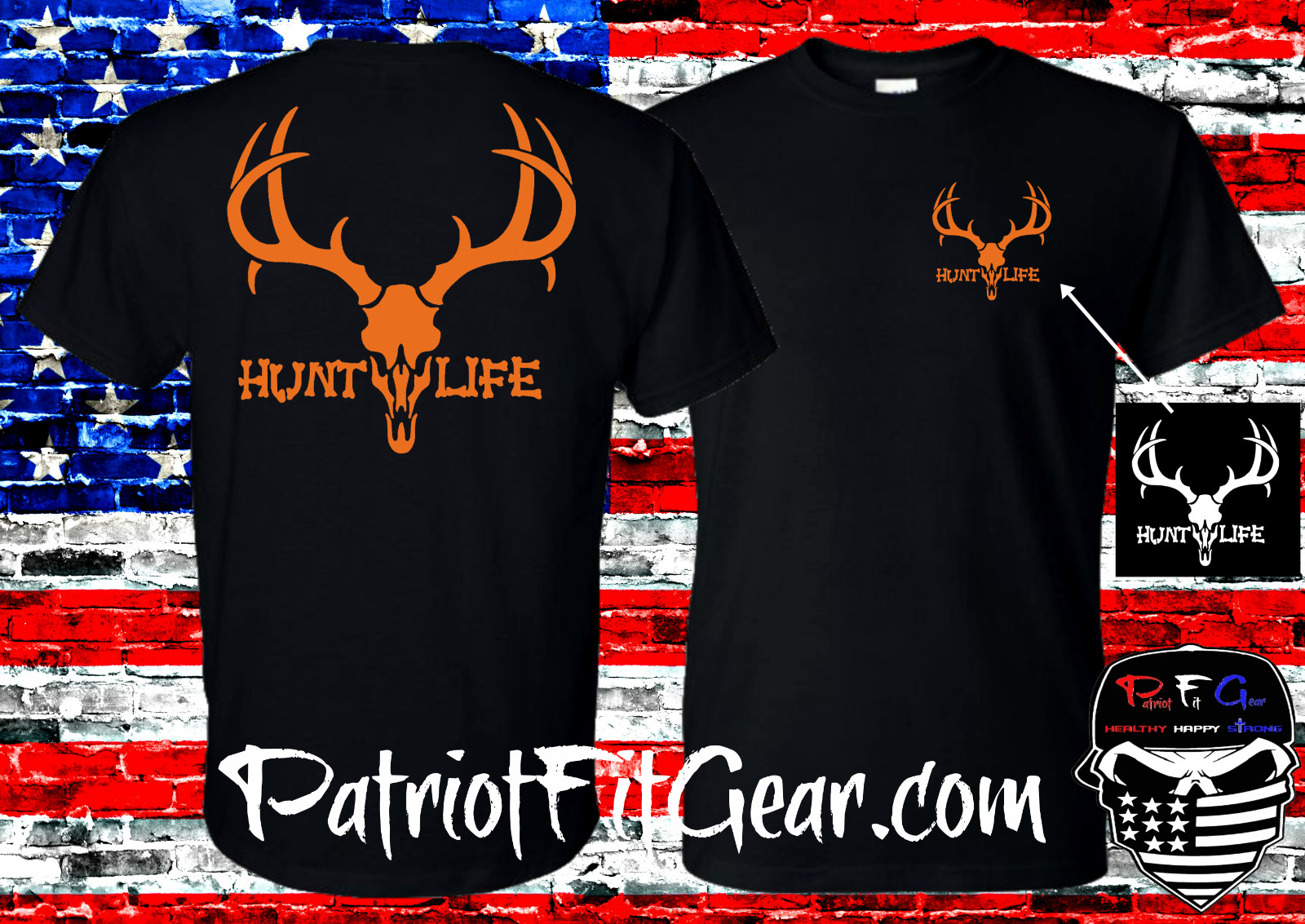 t-shirt,Hunt Life,Deer Hunting,Bow Hunting,Buck Skull,Whitetail,Rack Em Up,Deer gallery