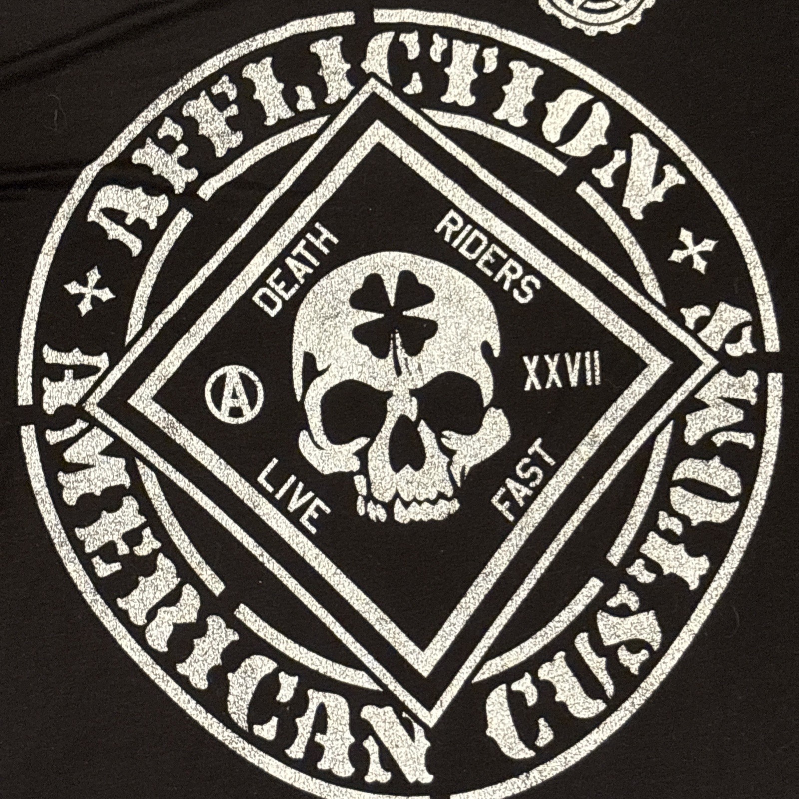Y2K Affliction Tee Skull L Black Live Fast Death Rider Motor Club Sheer Shamrock gallery