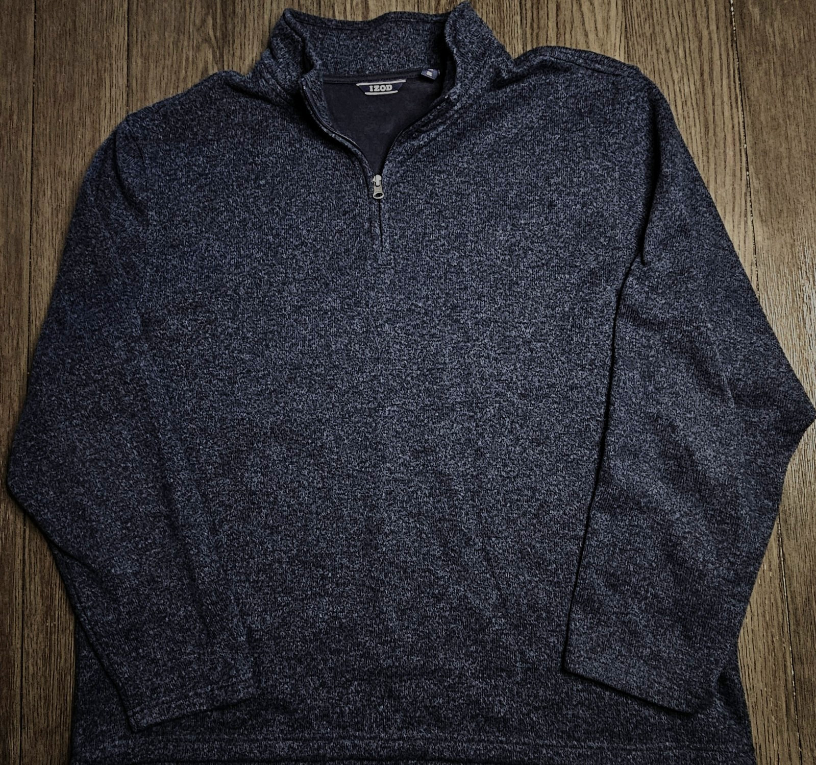 Mens Izod Long Sleeve Heather Navy 1/4 Zip Lightweight Fleece Size 2XL – NICE