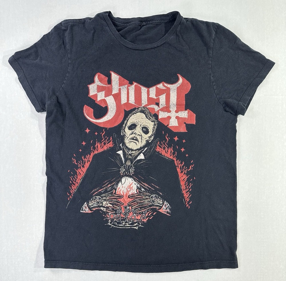 Ghost Band Horror Graphic Tee Black Red Occult Metal Rock Shirt Small