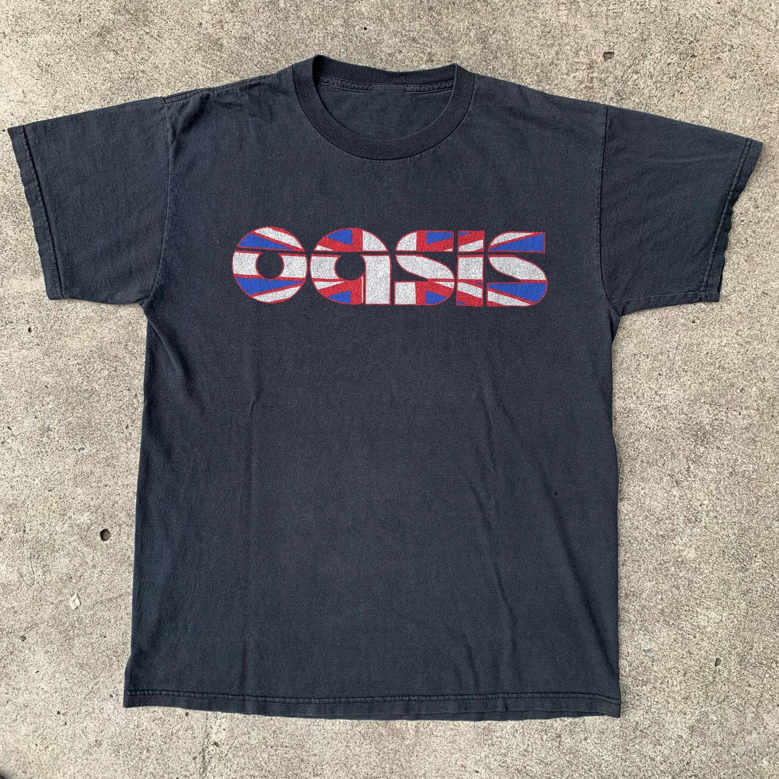Rare Oasis T-Shirt Union Jack Logo T-shirt, Unisex Black T-shirt, Size S-5XL